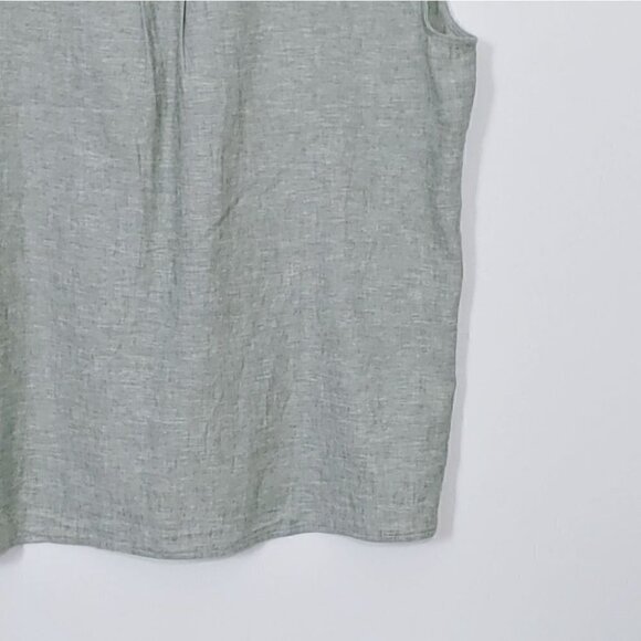 NWT JONES NEW YORK Basil green linen blend cap sleeve casual top - Picture 8 of 16